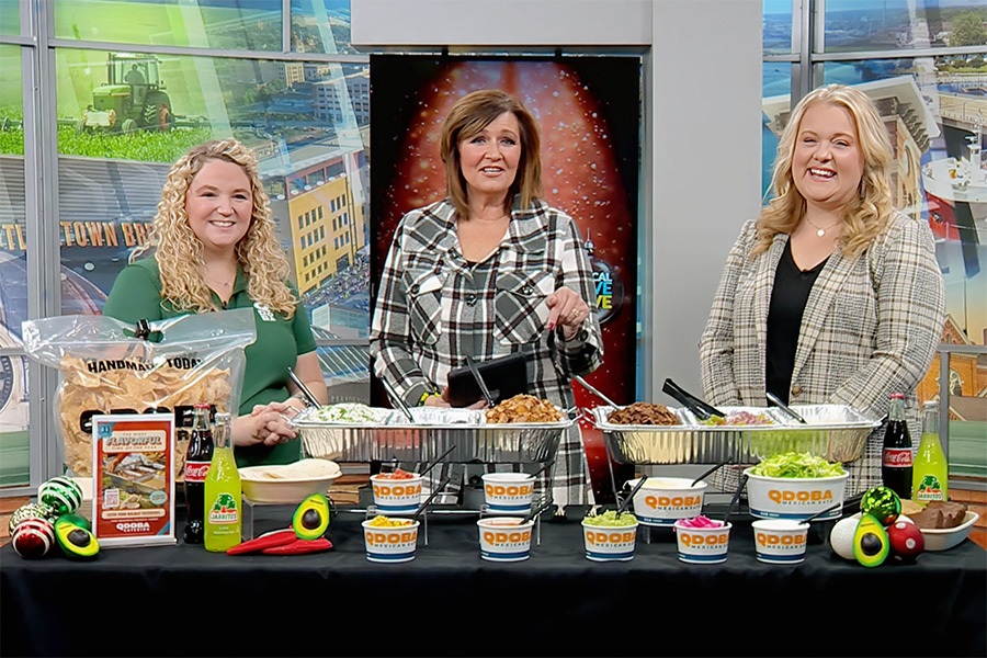 QDOBA Catering live in the WFRV Local 5 Live studio in Green Bay for a holiday giveaway segment