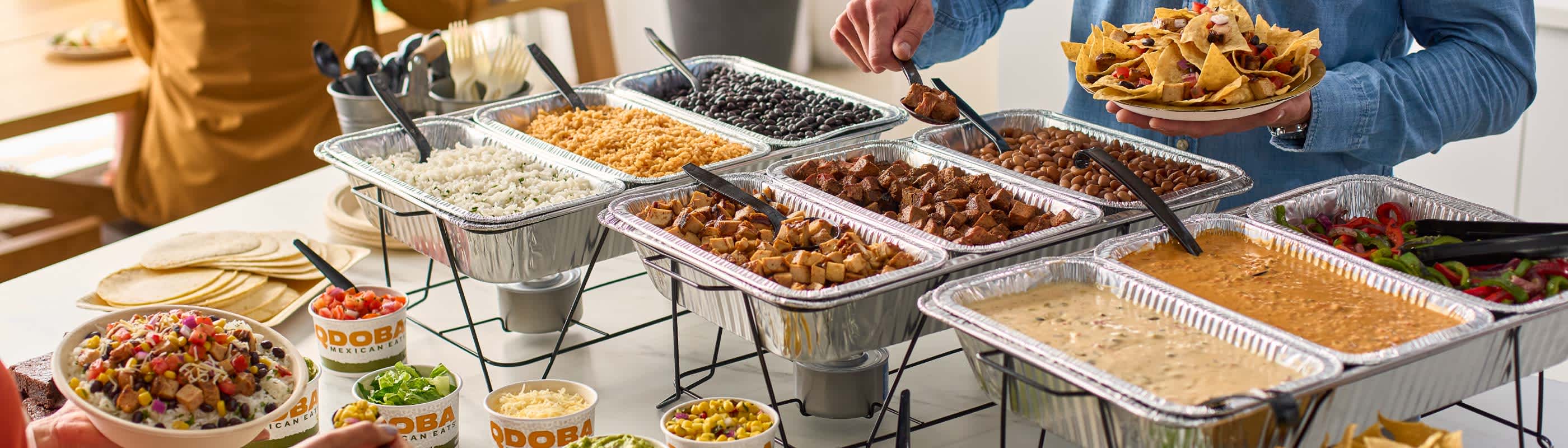 QDOBA Catering customizable Hot Bar