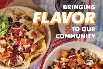 QDOBA Mexican Eats bowls and chips celebrating a community BOGO promotion in Wisconsin Rapids, Wisconsin